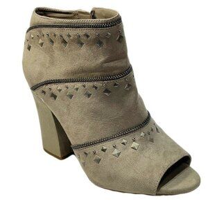 Jessica Simpson Peep Toe Studded Zip-Up Ankle Booties Size 8